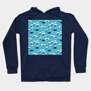 Move with the Sea Waves Pattern Hoodie